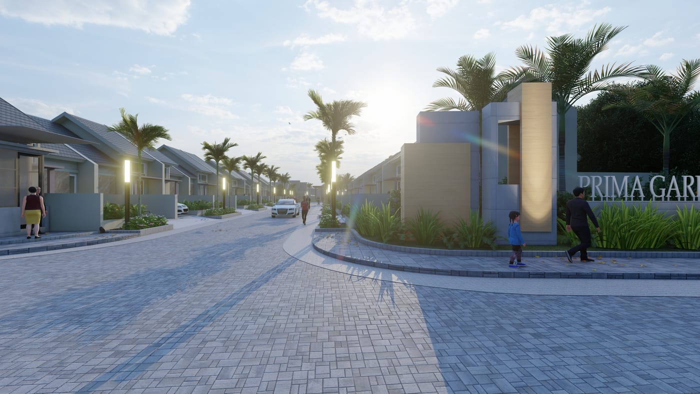 Jalan kawasan dan deretan rumah European Modern di perumahan Karunia Land Sidoarjo