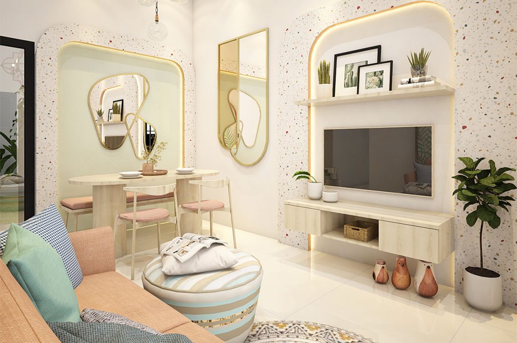 Interior ruang keluarga rumah tipe Marigold di Prima Garden Estate Sidoarjo
